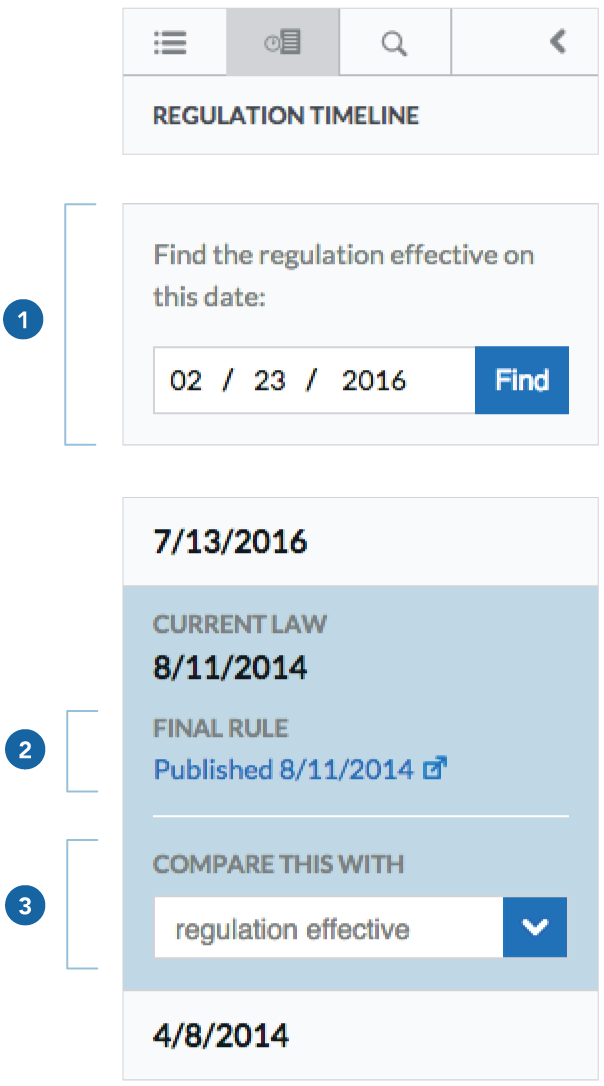 eRegulations timeline effective date