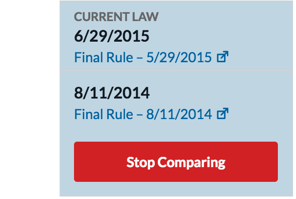 eRegulations timeline comparison selector